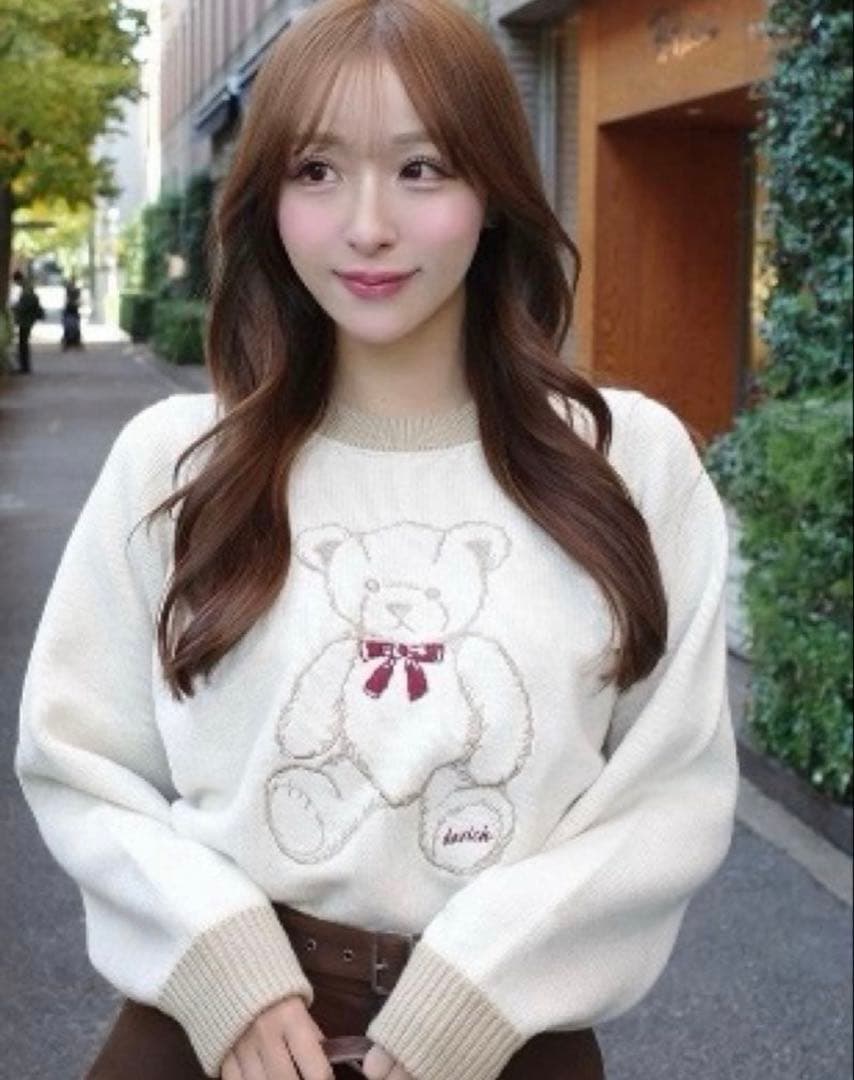 Darich ポイントカラーDベアニットトップス