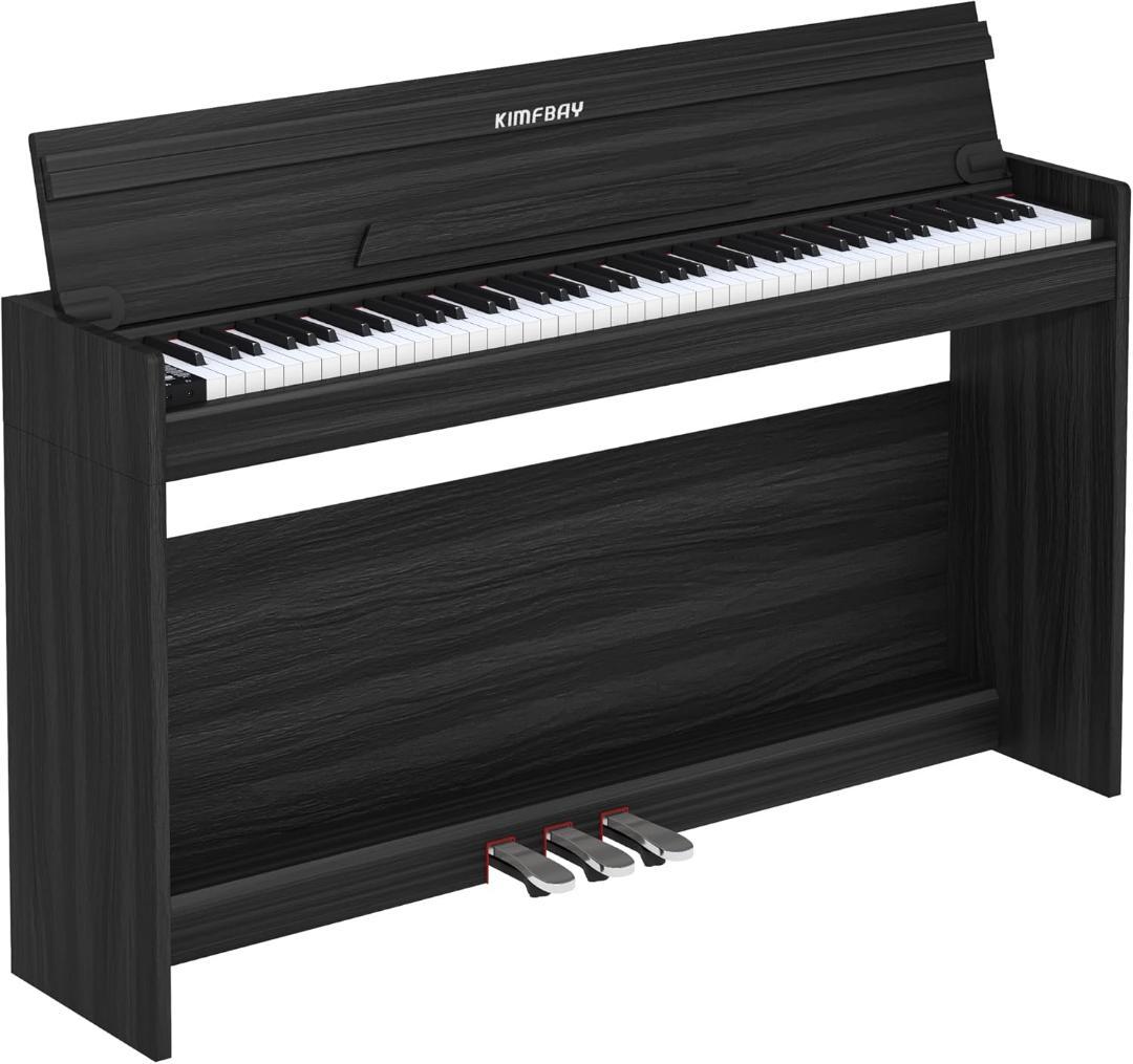 電子ピアノ ハンマーアクション 88鍵盤 木製 電子ピアノ 自動で蓋が閉まる 黒
