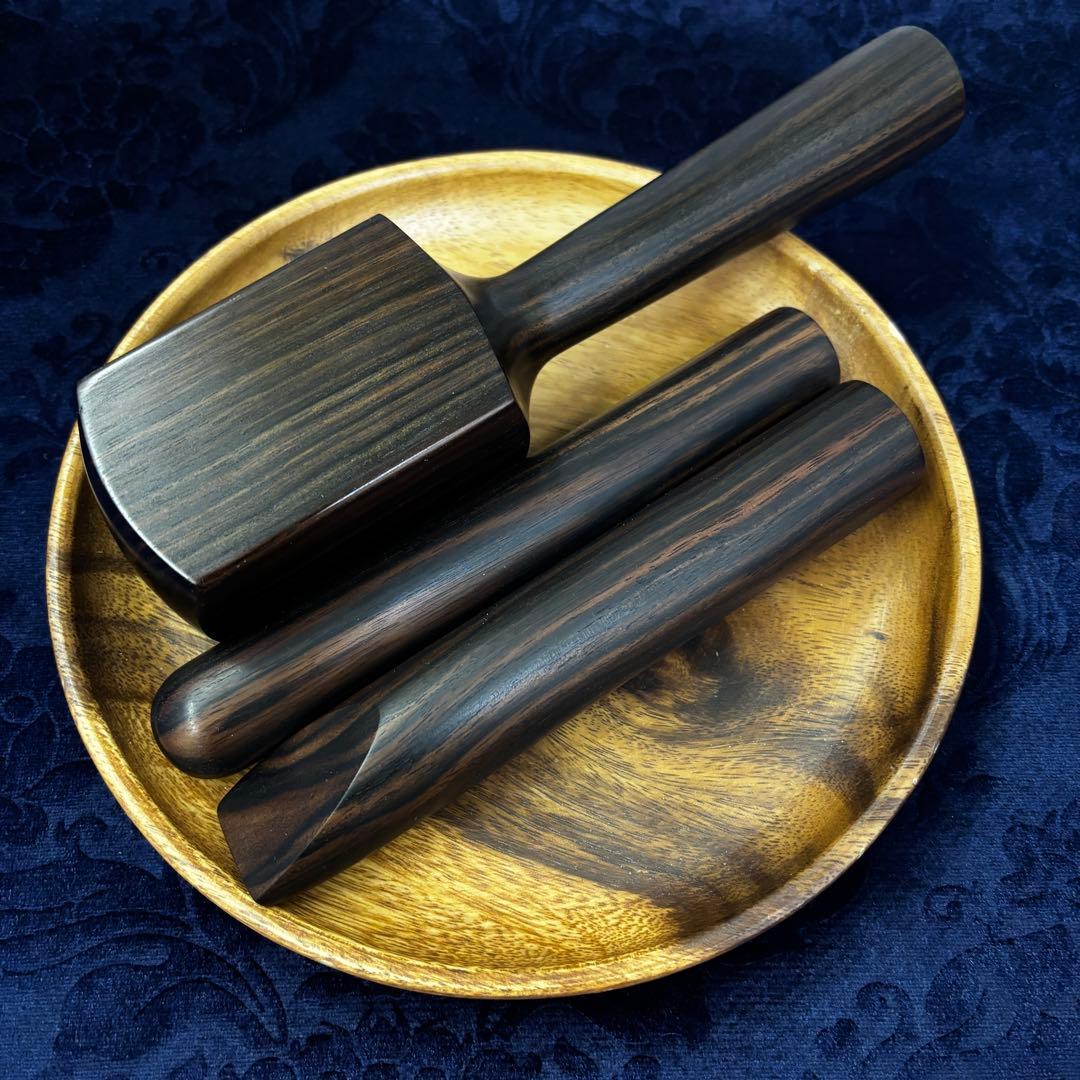 漆黒の希少な高級銘木！黒檀のトークセン3点セット