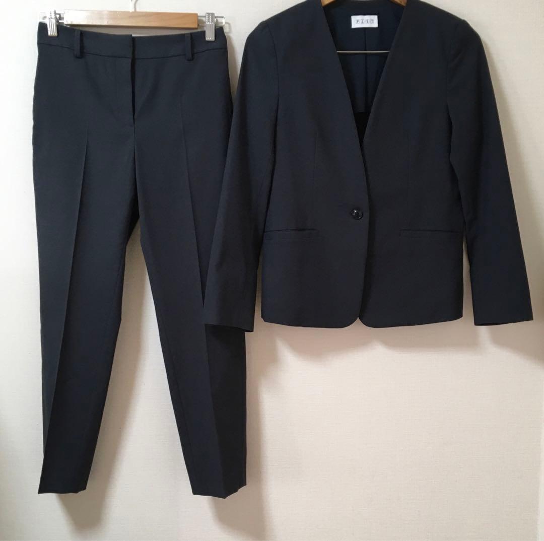 プラステ　リネンブレンド　パンツ　スーツ　ジャケット　ネイビー