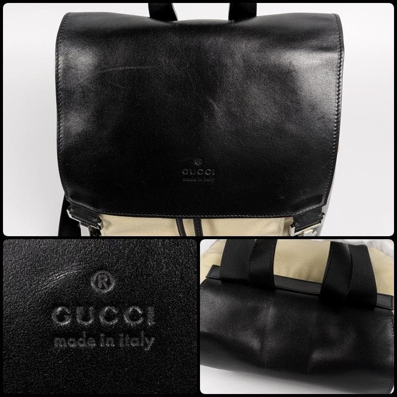 美品】 GUCCI グッチ コンビナイロン レザー リュック ロゴ型押し