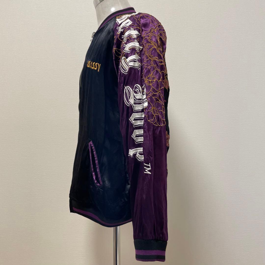 絡繰魂 × ベティブープ スカジャン リバーシブル 黒 紫 刺繍 XLサイズ
