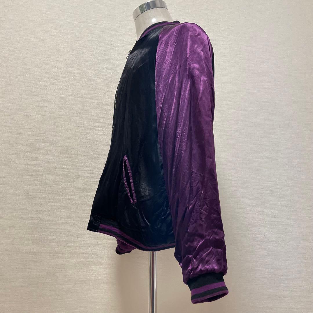 絡繰魂 × ベティブープ スカジャン リバーシブル 黒 紫 刺繍 XLサイズ