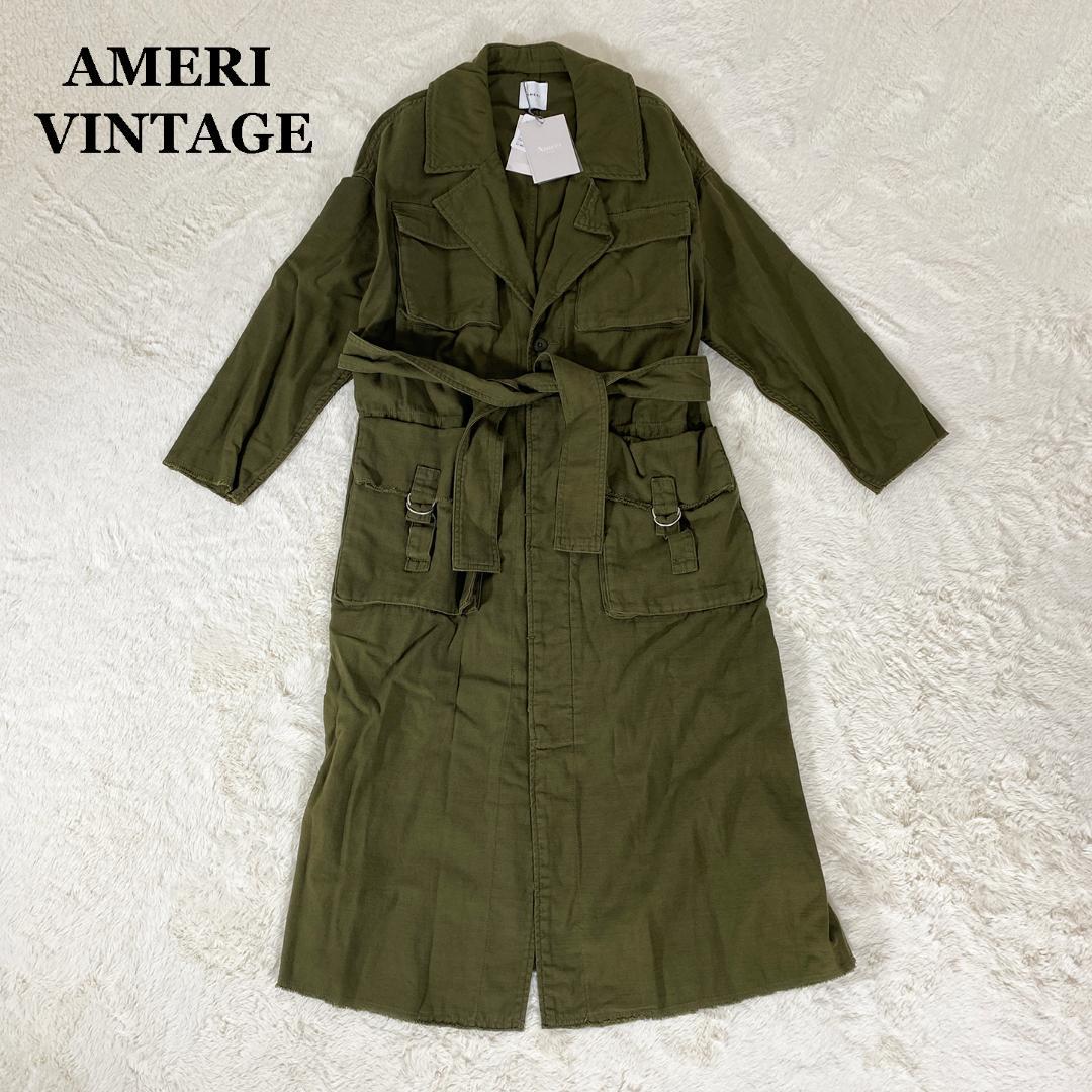【Ameri vintage】ARMY POCKET LONG COAT カーキ