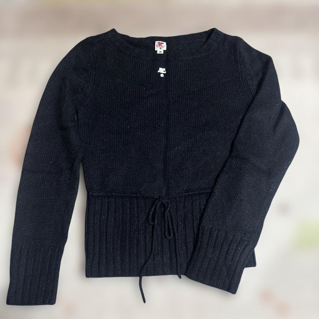 クレージュ　ブラック ラメ　長袖セーター サイズ38 Y2K