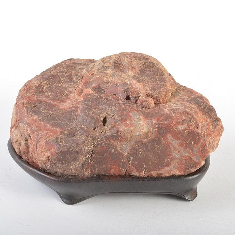 鑑賞石　天然石　赤瑪瑙　置物　唐木台付　C　Ｒ6022