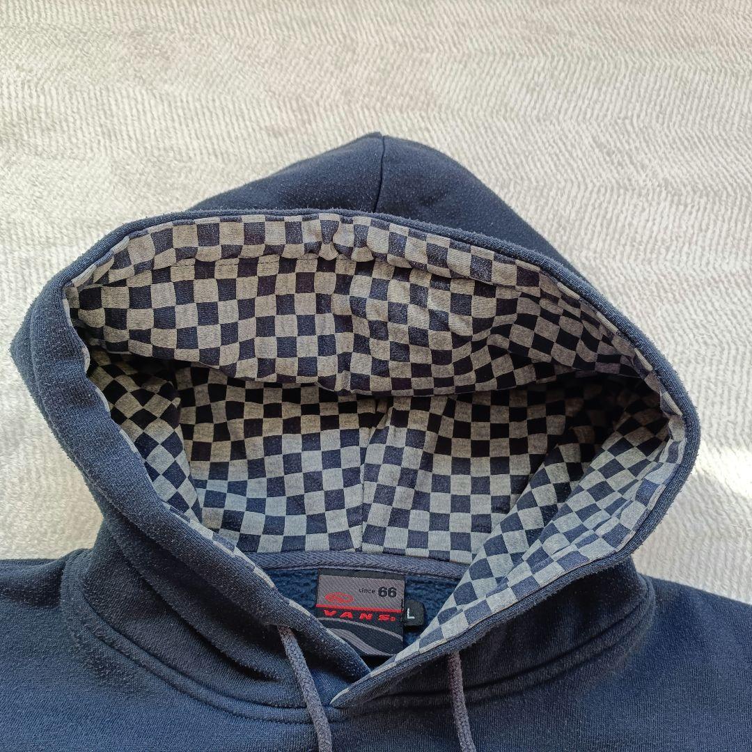 希少】90s VANS 旧タグ スウェット L ネイビー 刺繍ロゴ 裏チェック