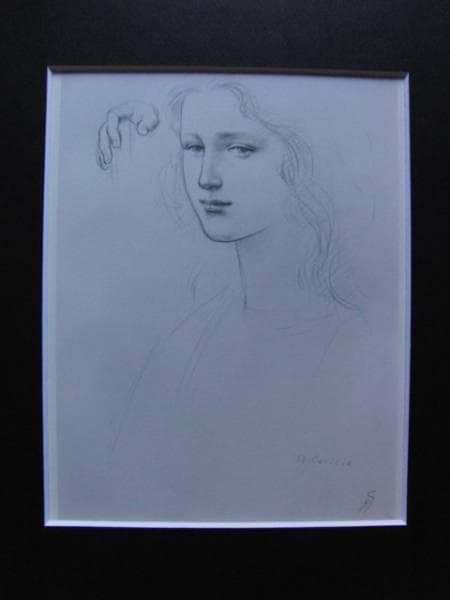 船越保武、聖セシリア、希少額装用画集画、大判、新品高級額装付