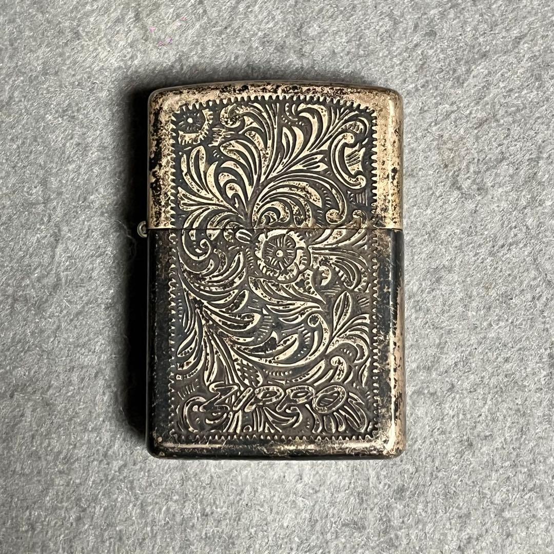 ビンテージ ZIPPO STERLING 1995 ベネチアン柄 シルバー