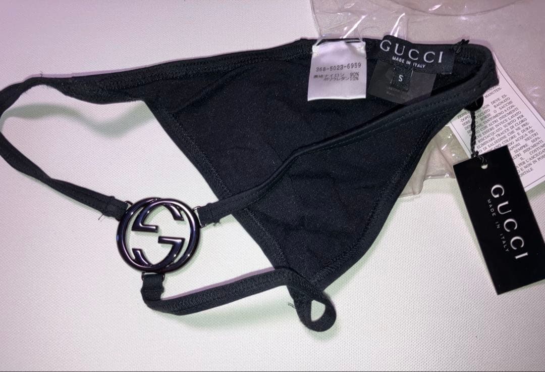 正規品 GUCCI グッチ Ｔバック 下着 サイズ ロゴ レア ブラック 未使用