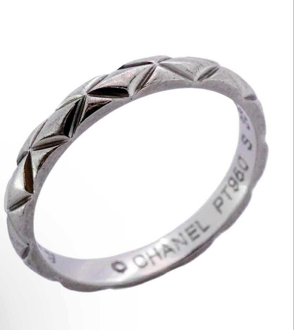 CHANEL シルバー シャネル マトラッセ リング スモール #50