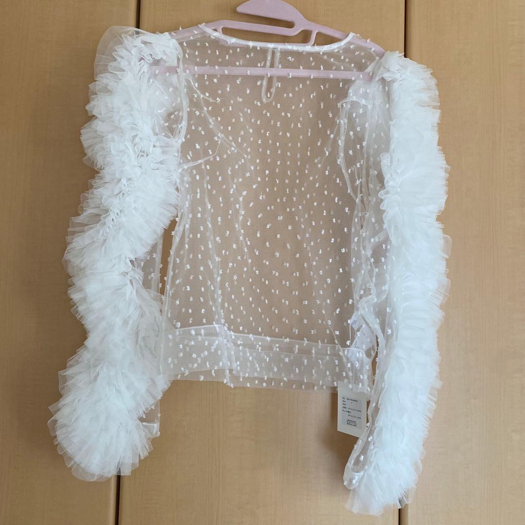 新品bibiy. CAMILLE SHEER TOP ホワイトチュールトップス