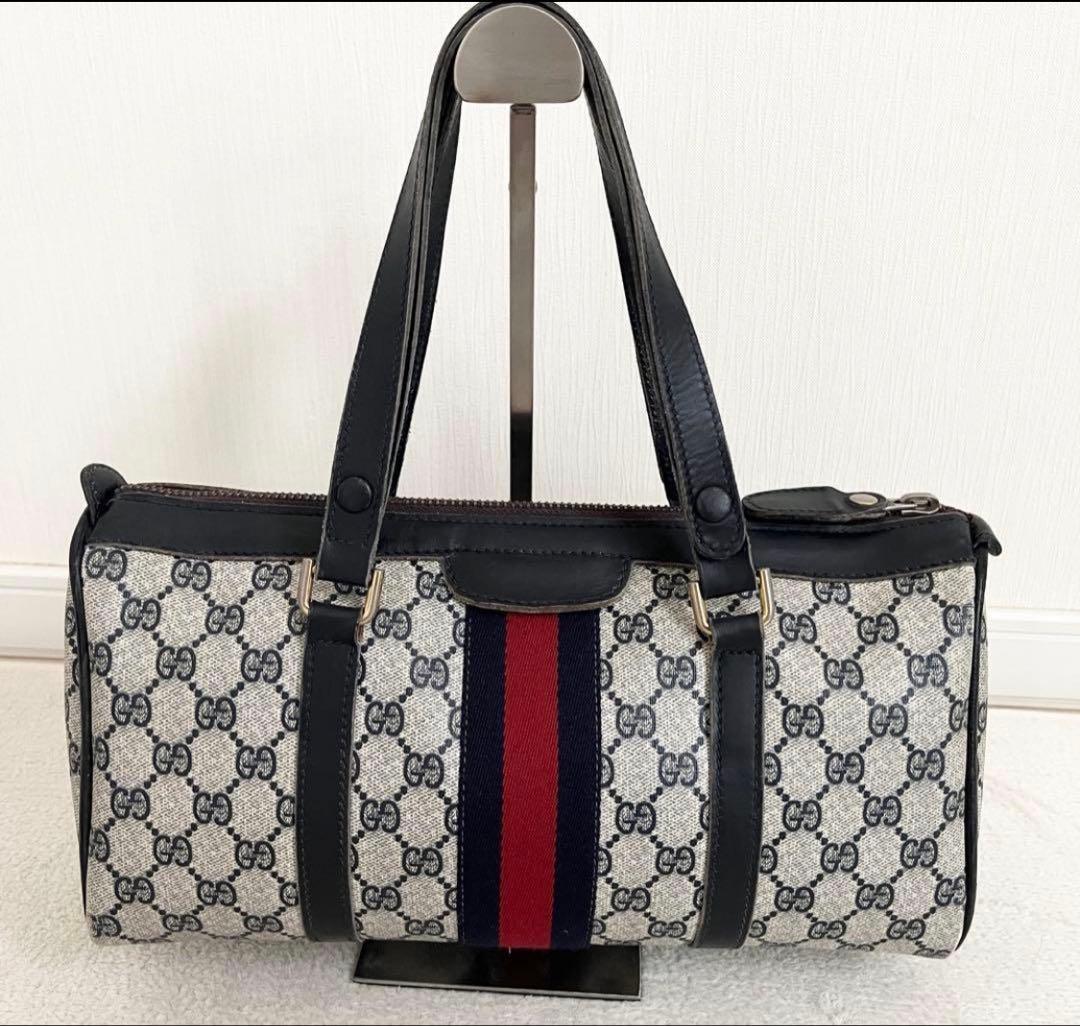 希少GUCCIヴィンテージ ボストンバッグ シェリーライン GG柄　持ち手調整可