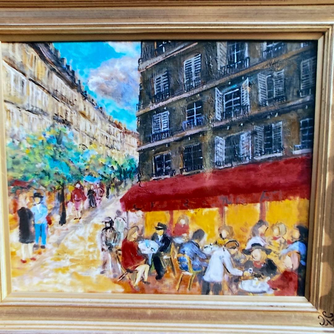 洋画　油絵　油彩画　額付き　パリ　菊地正則　美品　芸術 絵画 油絵 油彩画 菊地正則 「マスクをする男」F3号 額付き サインあり