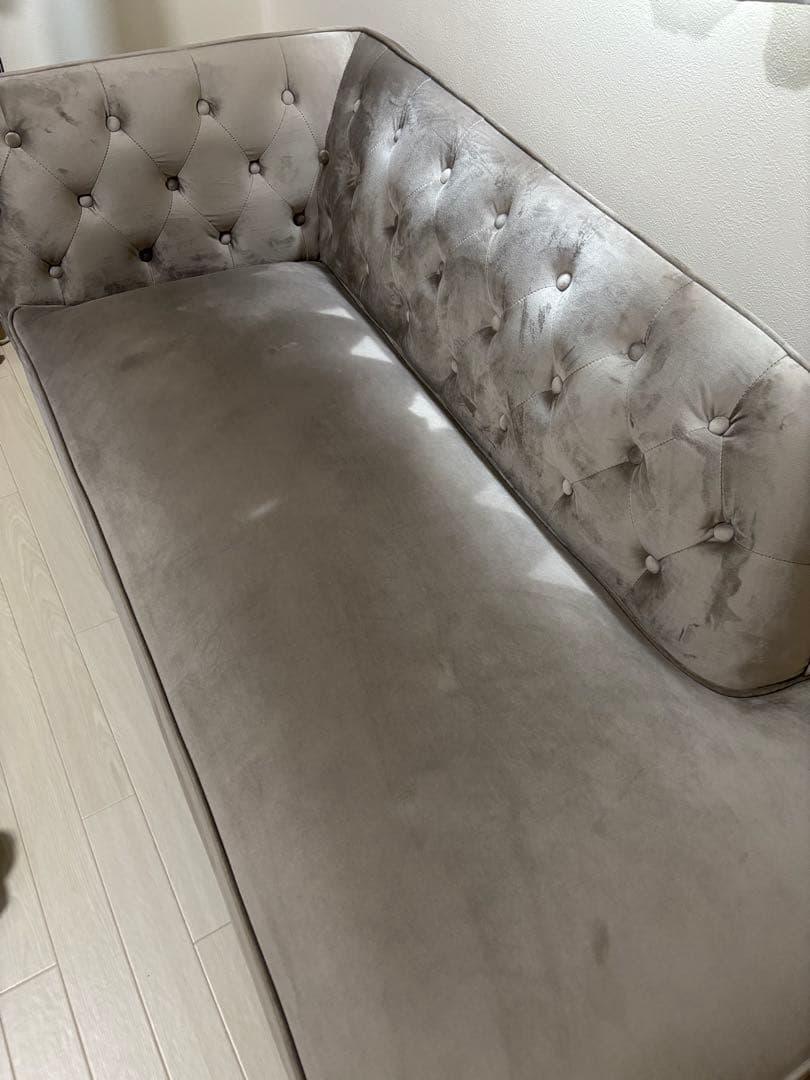 LOWYA ロウヤ ソファ 2人掛け カウチソファ ベルベット調 グレー LOWYA（ロウヤ） ローソファー ソファー ベルベット調 ブークレ