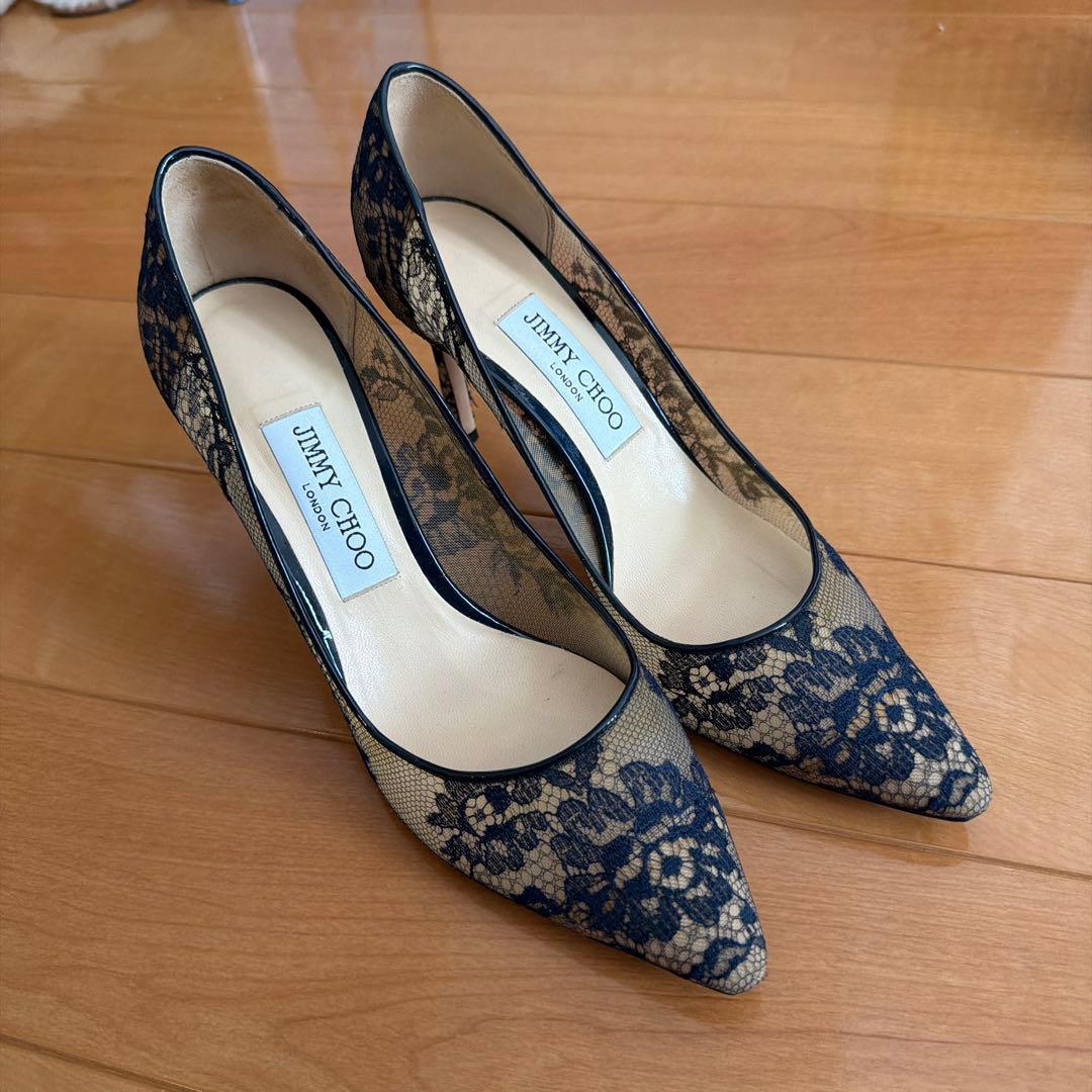 JIMMY CHOO 38 レースハイヒールパンプス