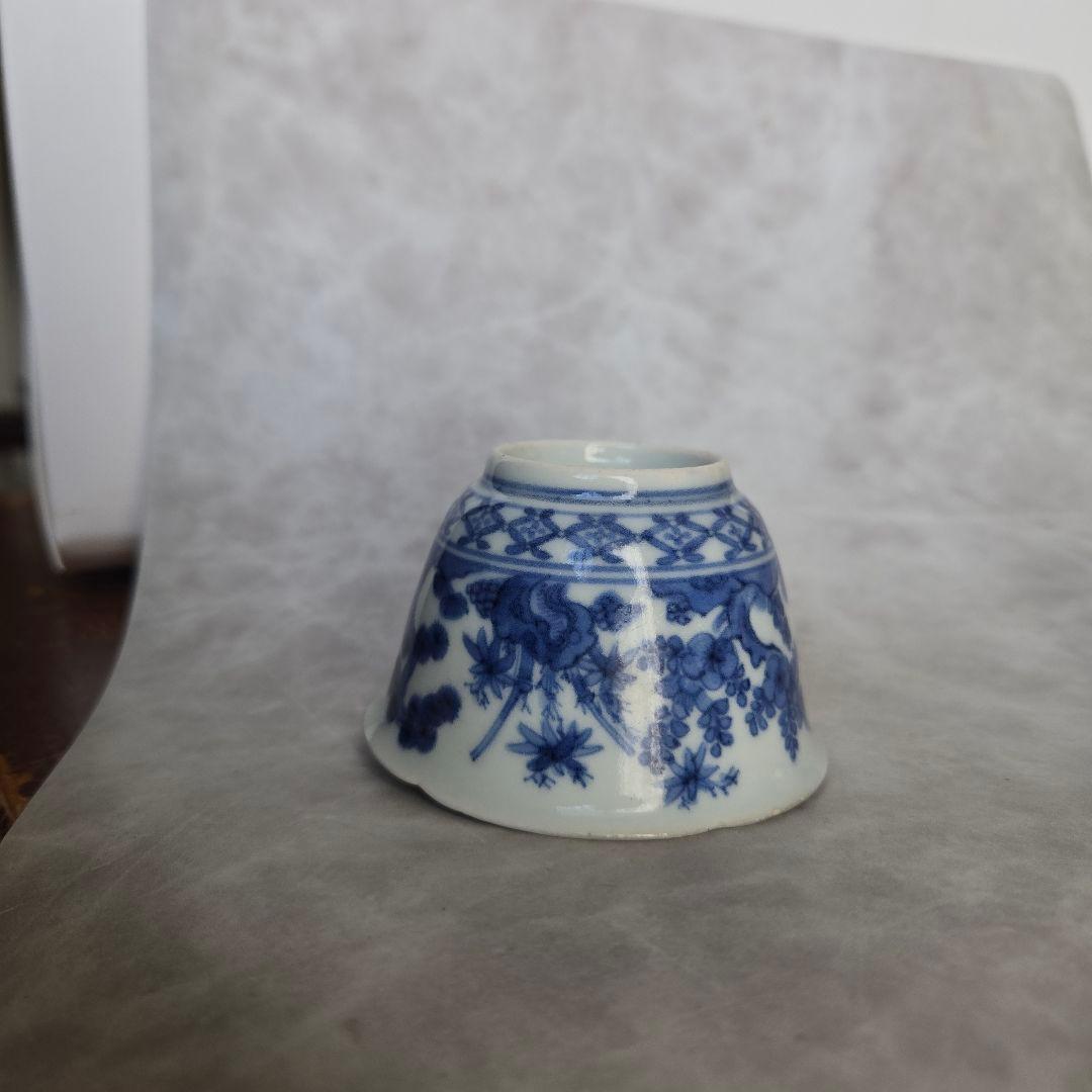 古伊万里 藍柿手 染付 向付 酒器 江戸時代 骨董 金直し