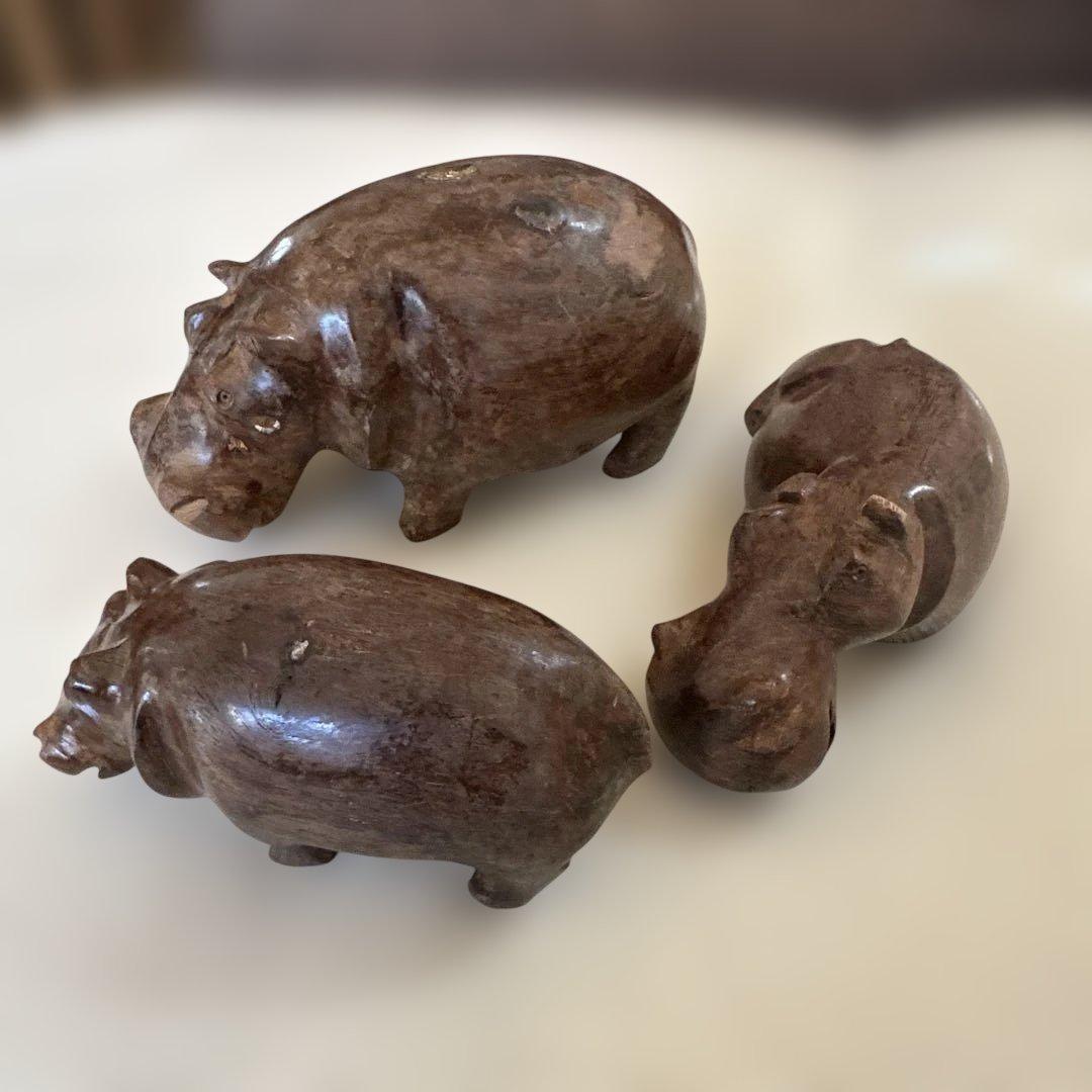 カバの石彫刻 3体セット 公式】アンティーク家具ラフジュ工房商品詳細ページ天然石