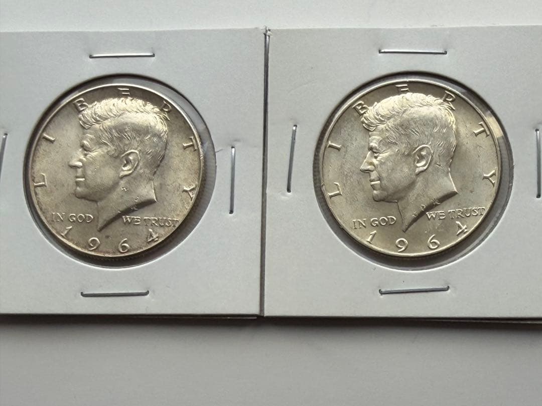 【1964年】ケネディハーフダラー銀貨２枚 ミントマークＤ