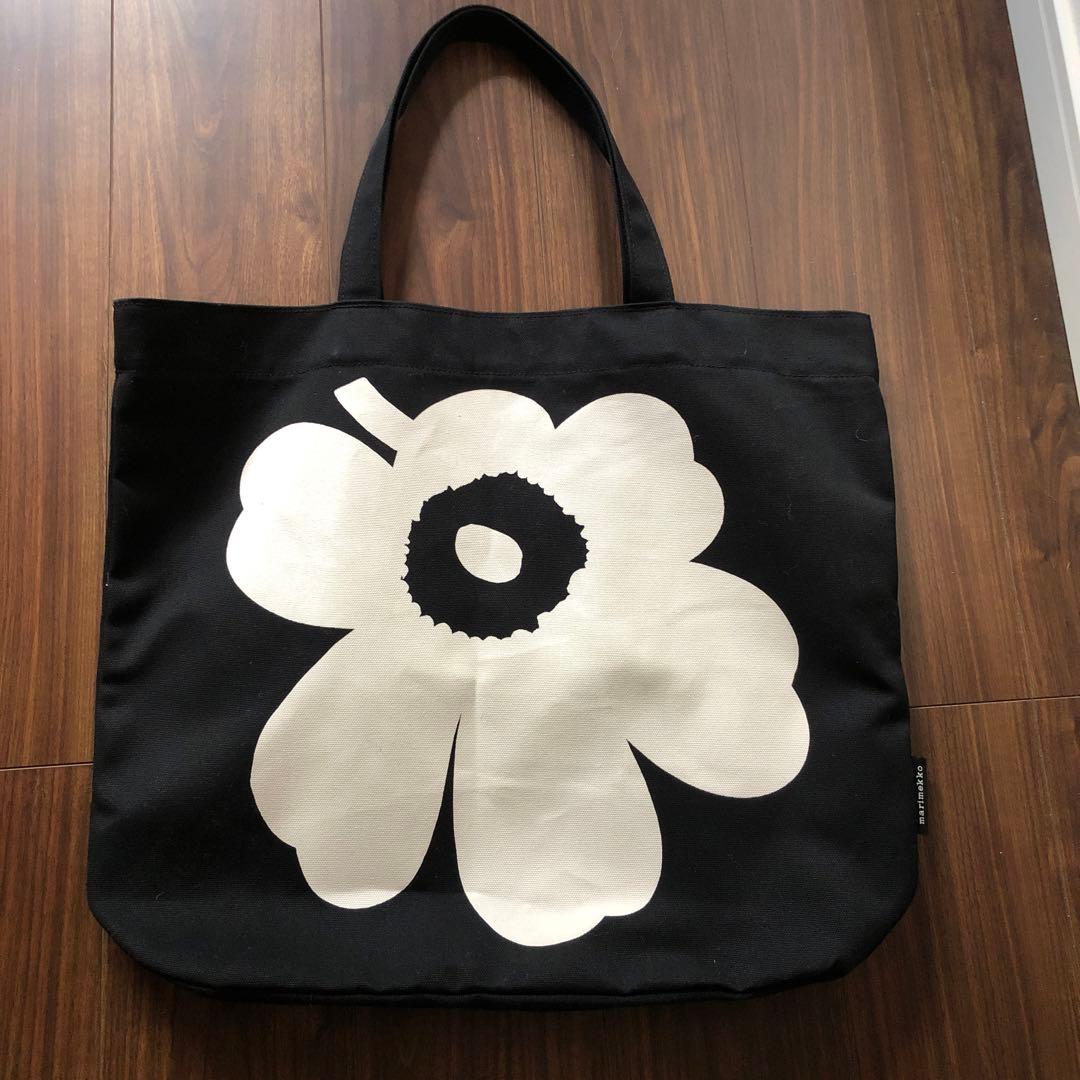 marimekko 花柄 トートバッグ 黒　大きめ