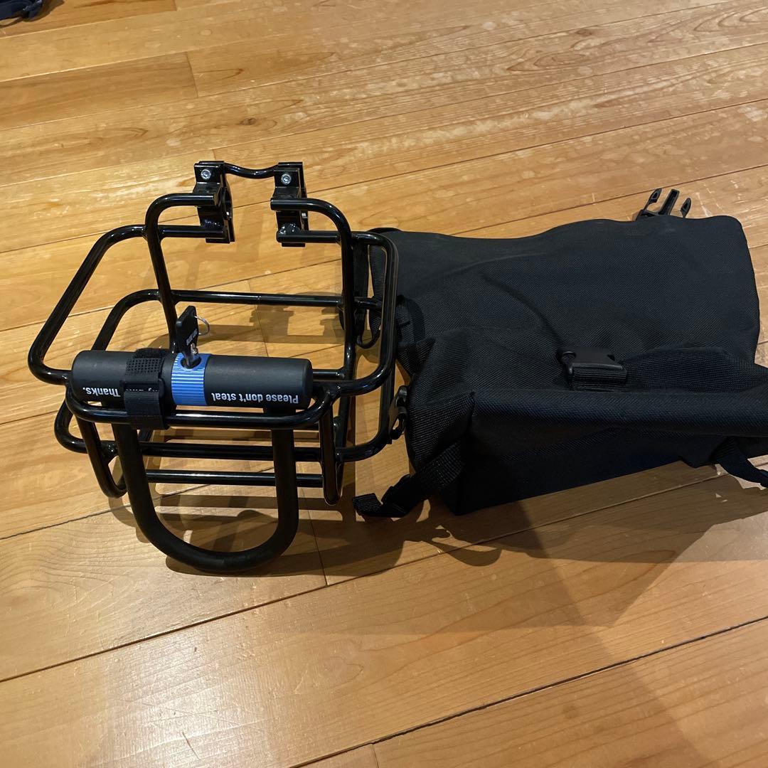 PDW自転車用フロントバスケット　ブルーラグ鍵付　本日特価