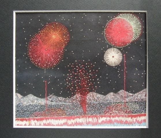 山下清、【ナイアガラの花火】、希少な額装用画集より、美品、日本人画家