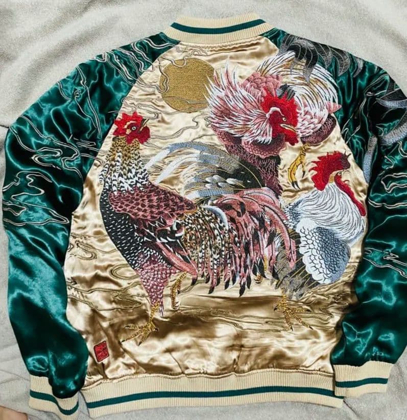 絡繰魂 美品 鶏 日本限定 スカジャン ２面用　レーヨン unisex