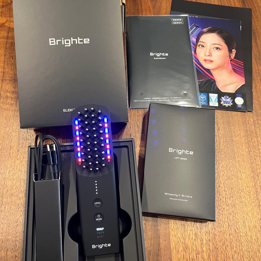 ELEKI BRUSH+ 美顔器 LEDライト機能付き Brighte ELEKI BRUSH+ ブライト エレキブラシプラス （ブラシ型美顔器