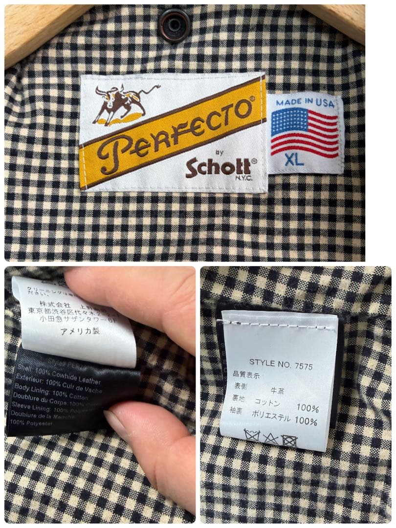 XL/使用数回✨【米国製】schott 110周年 ダブルライダース 黒 牛革