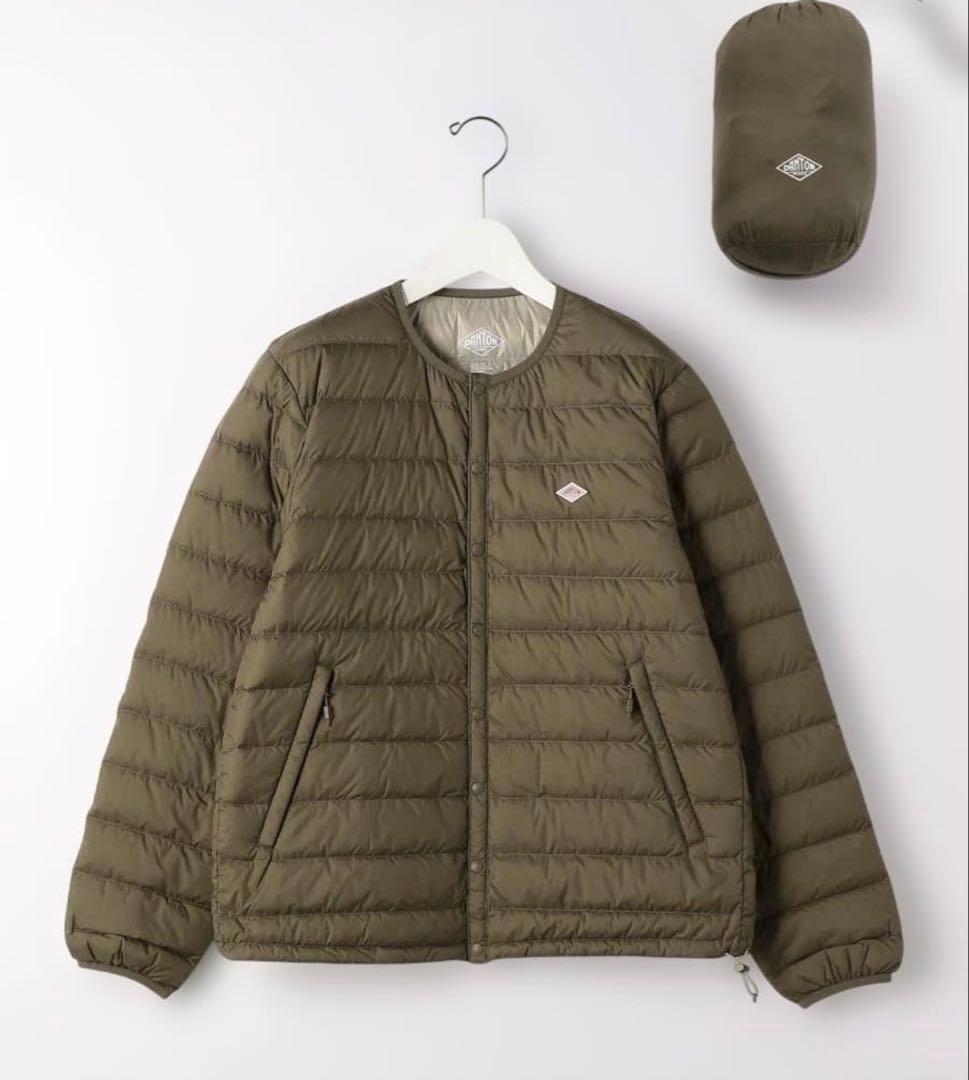 プ*よ様 DANTON インナーダウンジャケット　新品未使用　オリーブ　カーキ