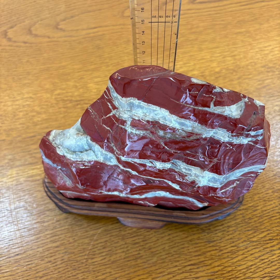 佐渡 赤玉石 天然石 鑑賞石 赤石 置物 重さ3㎏強 木台付