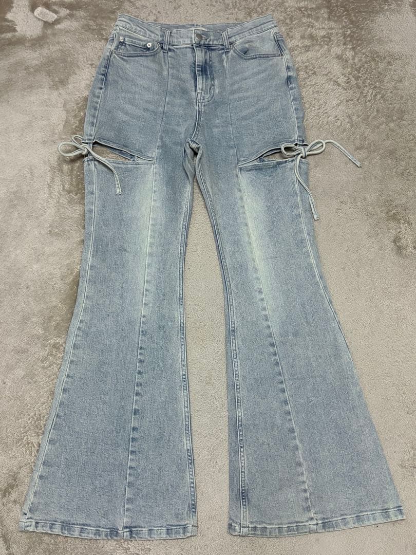 RESEXXY リゼクシー カットアウトリボンデニム ライトブルー Ｌ