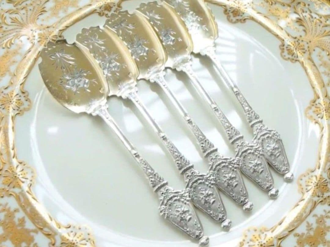 純銀 ② ソリッドシルバー アイスクリームスプーン スターリングシルバー