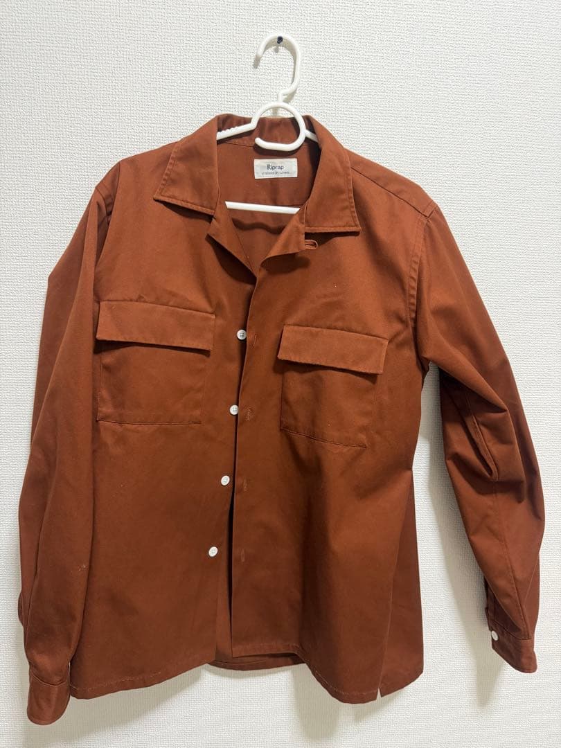 RIPRAP ブラウン ボタンアップシャツ Lサイズ