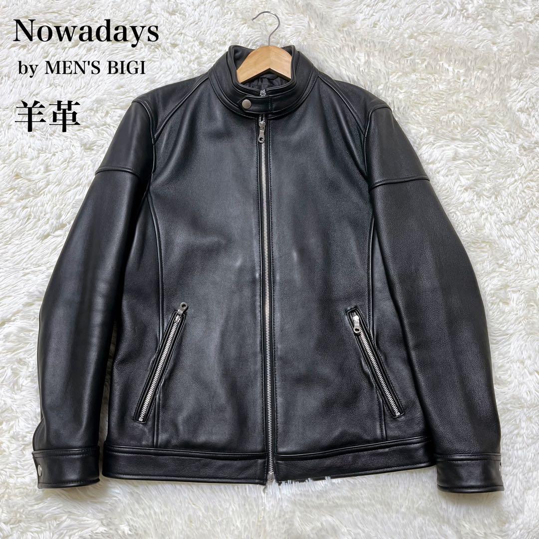 【美品】Nowadays MEN'S BIGI レザージャケット シングル 4 MEN'S BIGI（メンズビギ） 革ジャン ライダース スタンドカラー