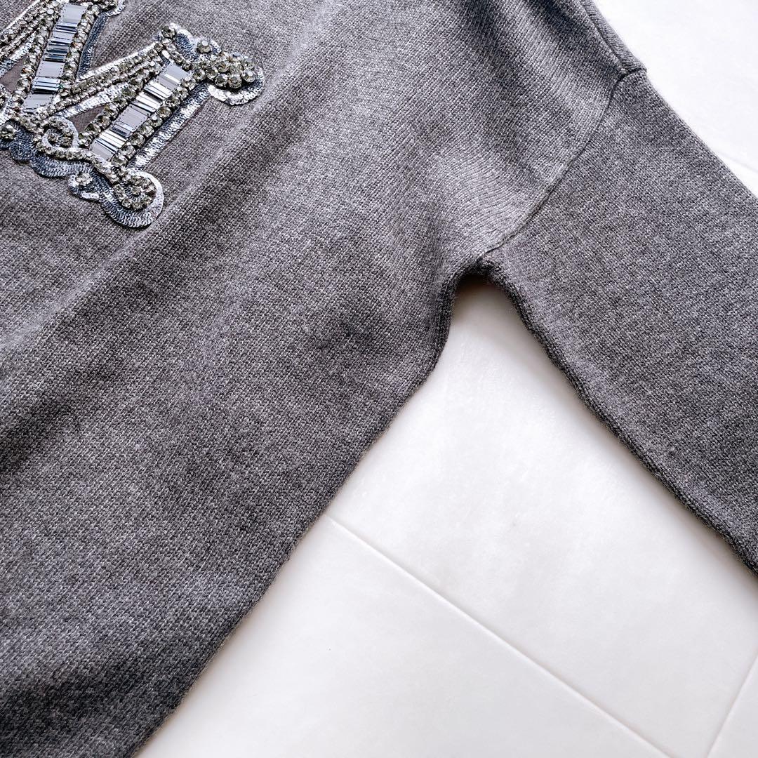 近年✨マックスマーラ PALATO カシミヤ混ウール ニット グレー Mロゴ