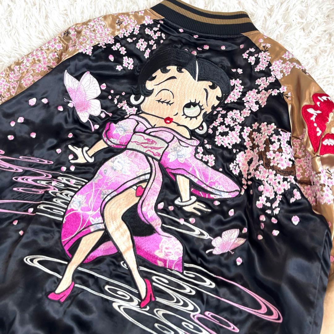 美品☆ 絡繰魂　ベティ　スカジャン　刺繍　XXL 桜　和柄