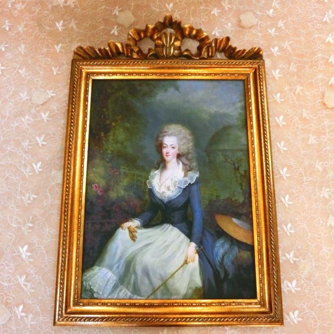 ロココ調　マリーアントワネット額絵701　アンティークゴールド キャンバス印刷