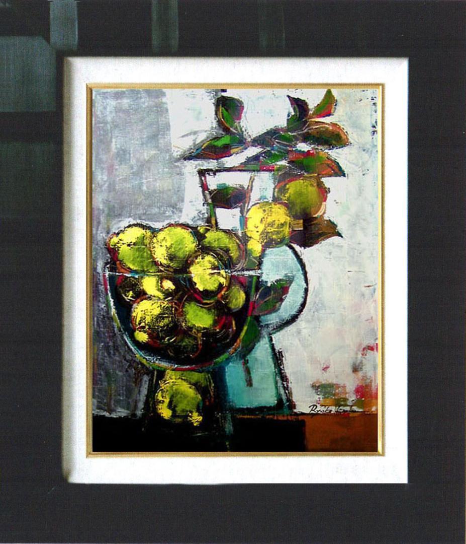 油絵 菅家令子 絵 絵画 インテリア 額付(黒) uF6-063304レモン 器 油絵 菅家令子 絵 絵画 インテリア 額付(黒) uF6-063304レモン 器 油絵