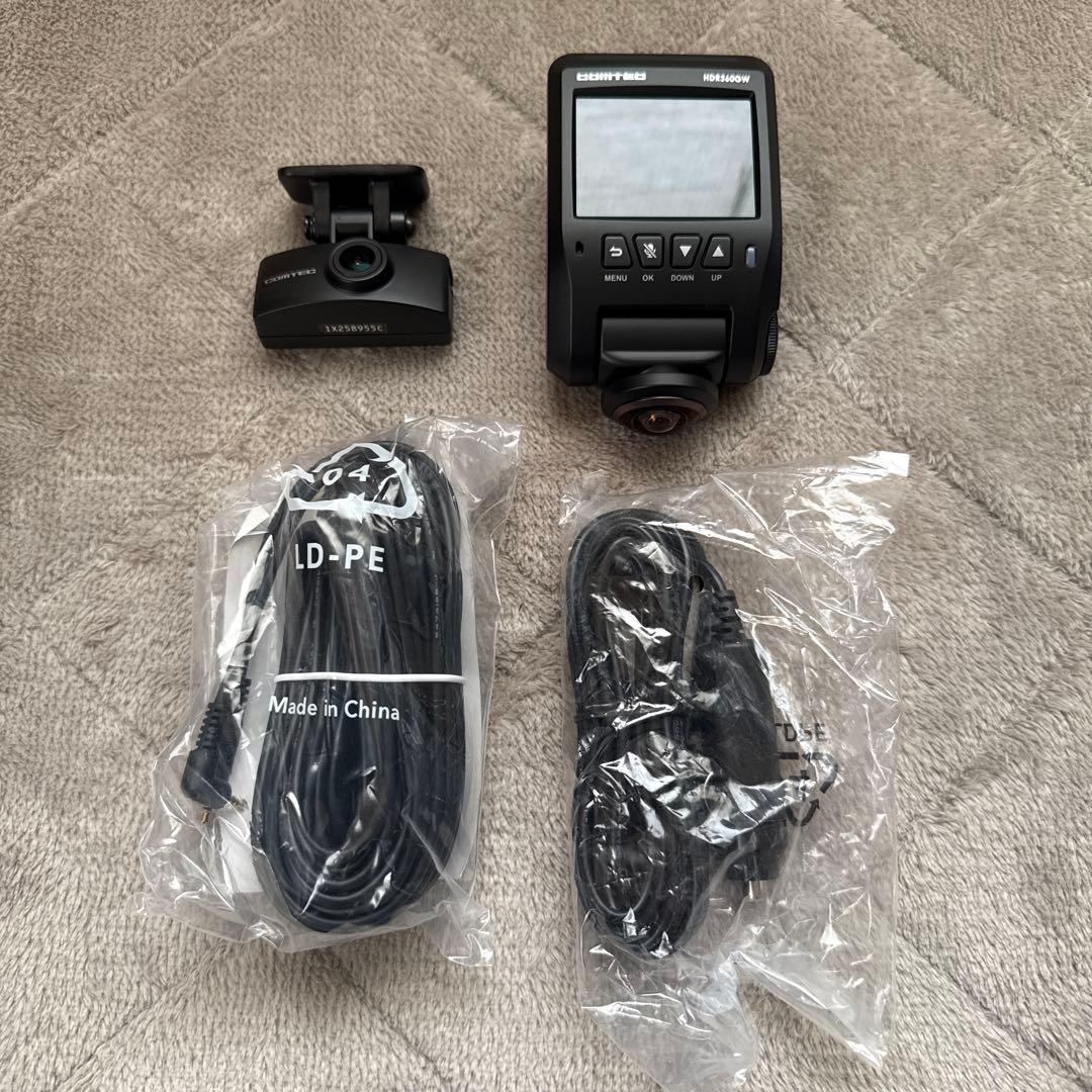 コムテック HDR360GW ドライブレコーダー 360°+リアカメラ