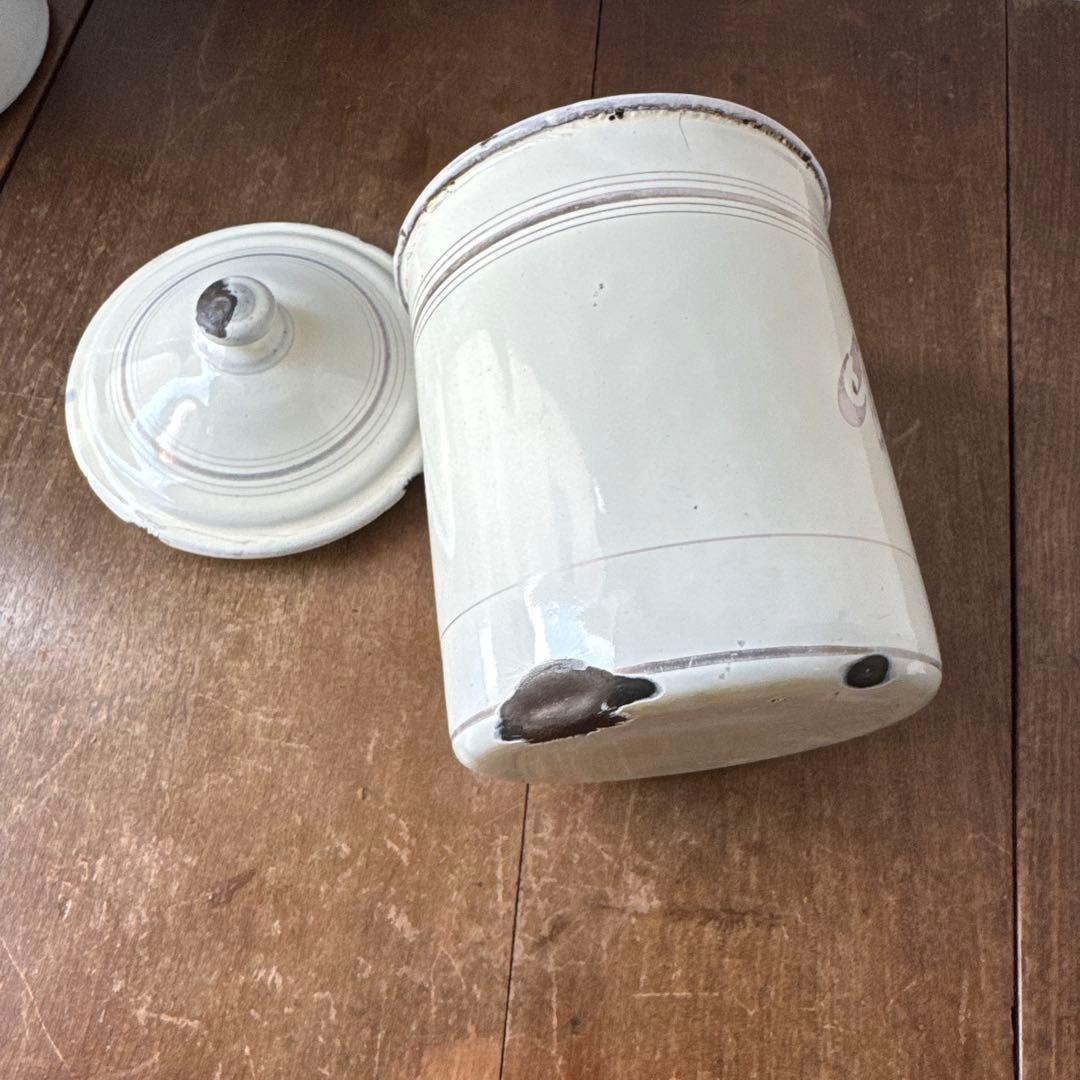 フランスアンティーク ホーローキャニスター chicorée ラベンダー色と