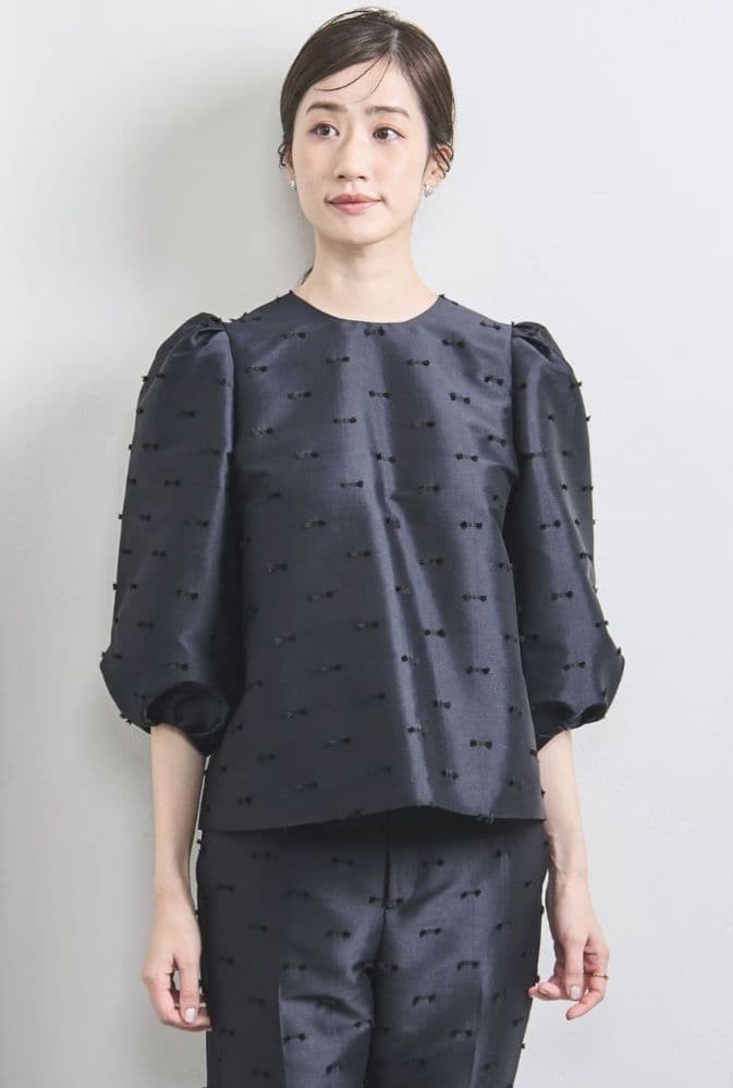 美品 UNITED ARROWS リボン カットジャガード ブラウス