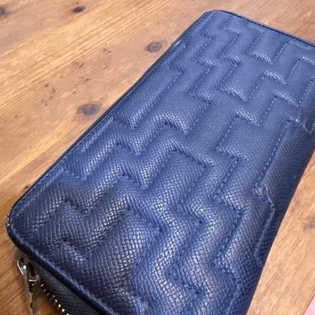 ネイビー ジグザグ模様 長財布