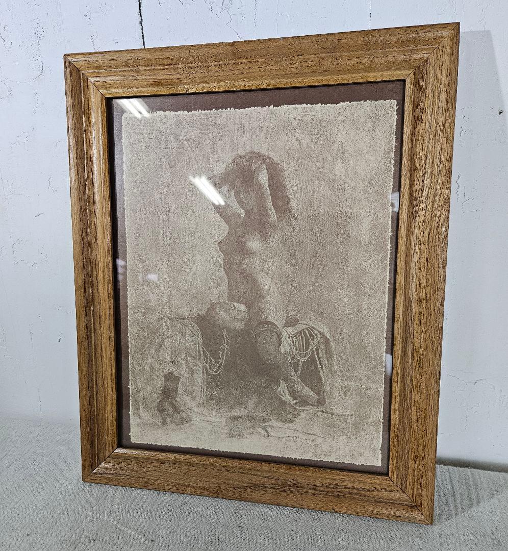 Vtg R Hendrickson 裸婦 ヌード プリント 木製額装 アート