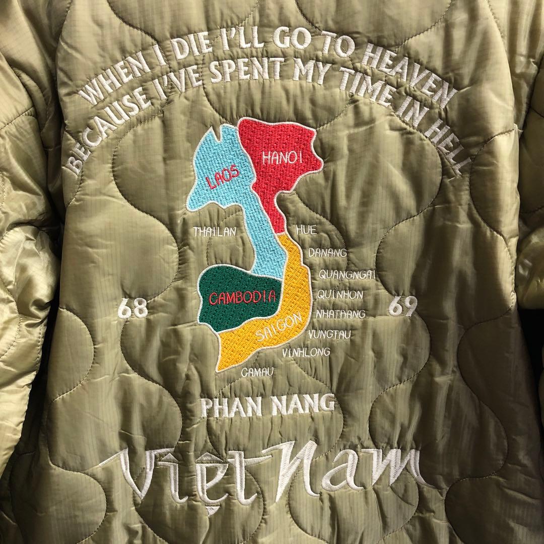 HOUSTON ヒューストン ベトジャン マップ地図柄 キルティング XXL