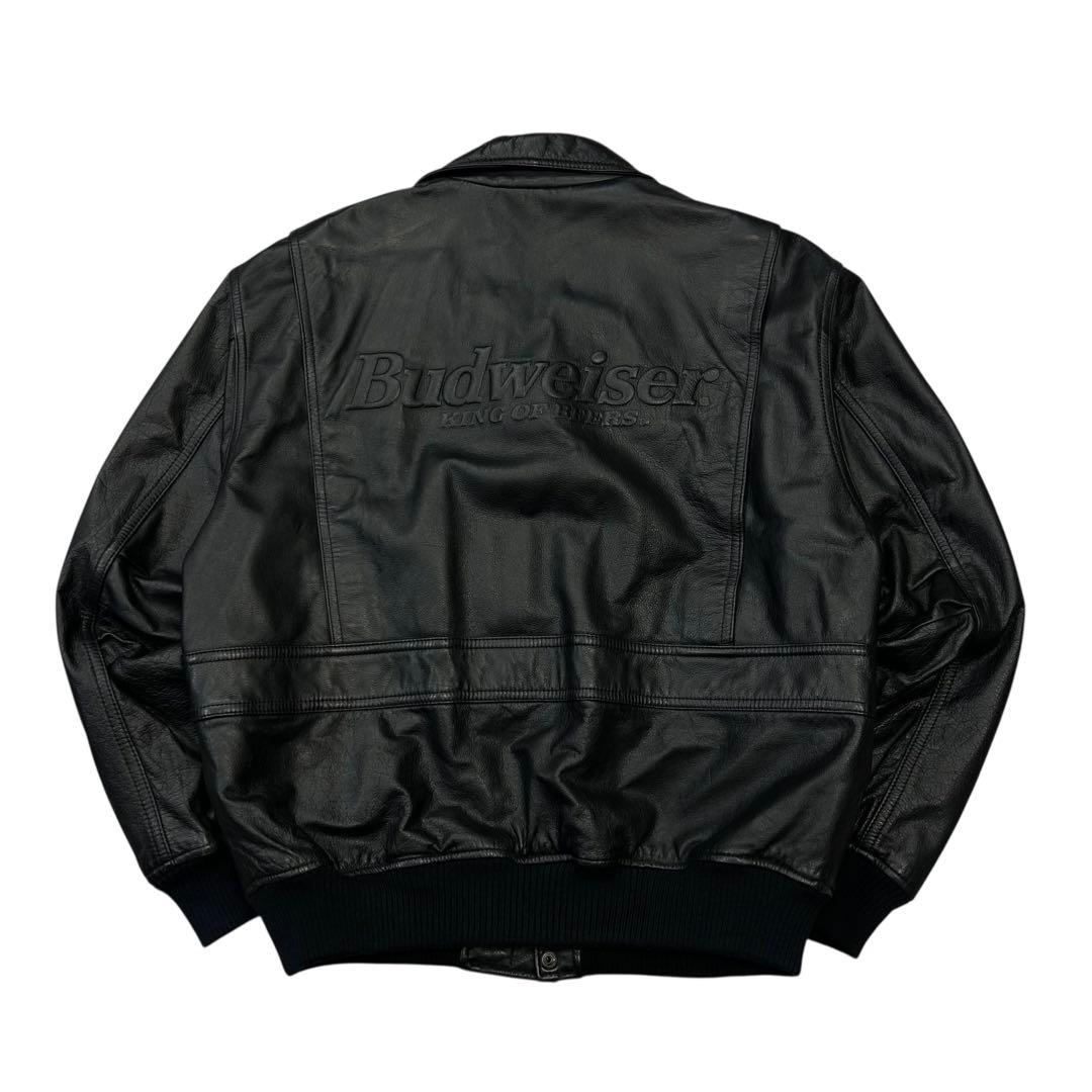 美品 90s Budweiser カウレザー/牛革 ボンバージャケット 短丈 - メルカリ