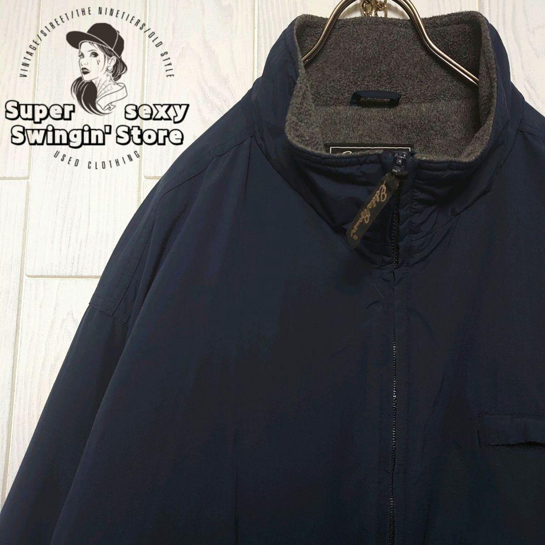 人気 エディーバウアー ナイロン ジャケット 2XL ネイビー 裏フリース 古着