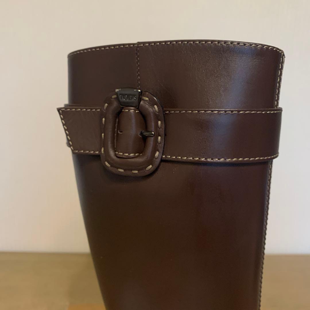 TOD'S ブラウン レザー ロングブーツ ジッパー付き - メルカリ