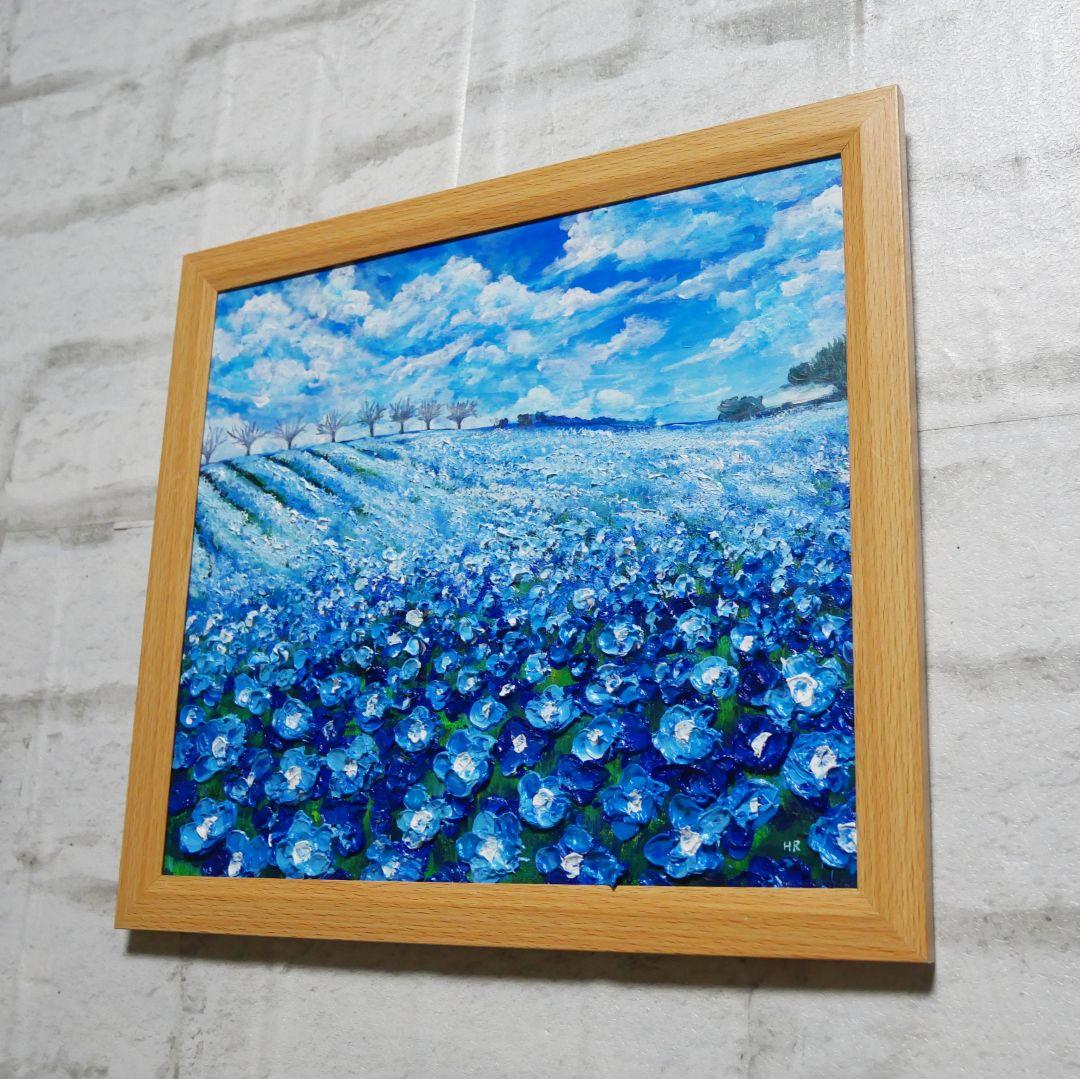 油絵 油彩 油彩画 絵画 絵【ネモフィラブルーの丘】 - メルカリ