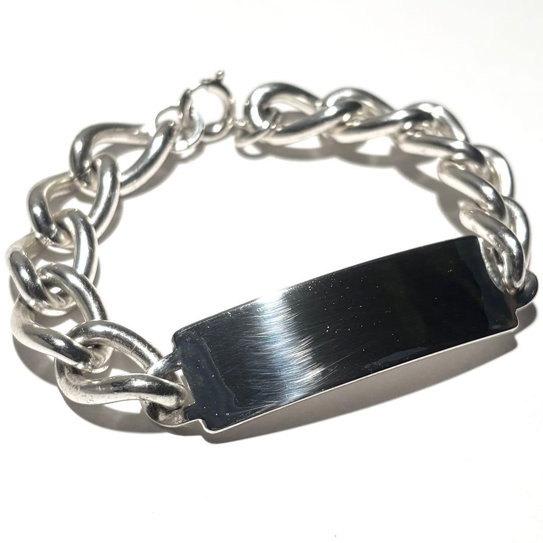 イギリス 1976年製 英国 ヴィンテージ IDブレスレット シルバー925